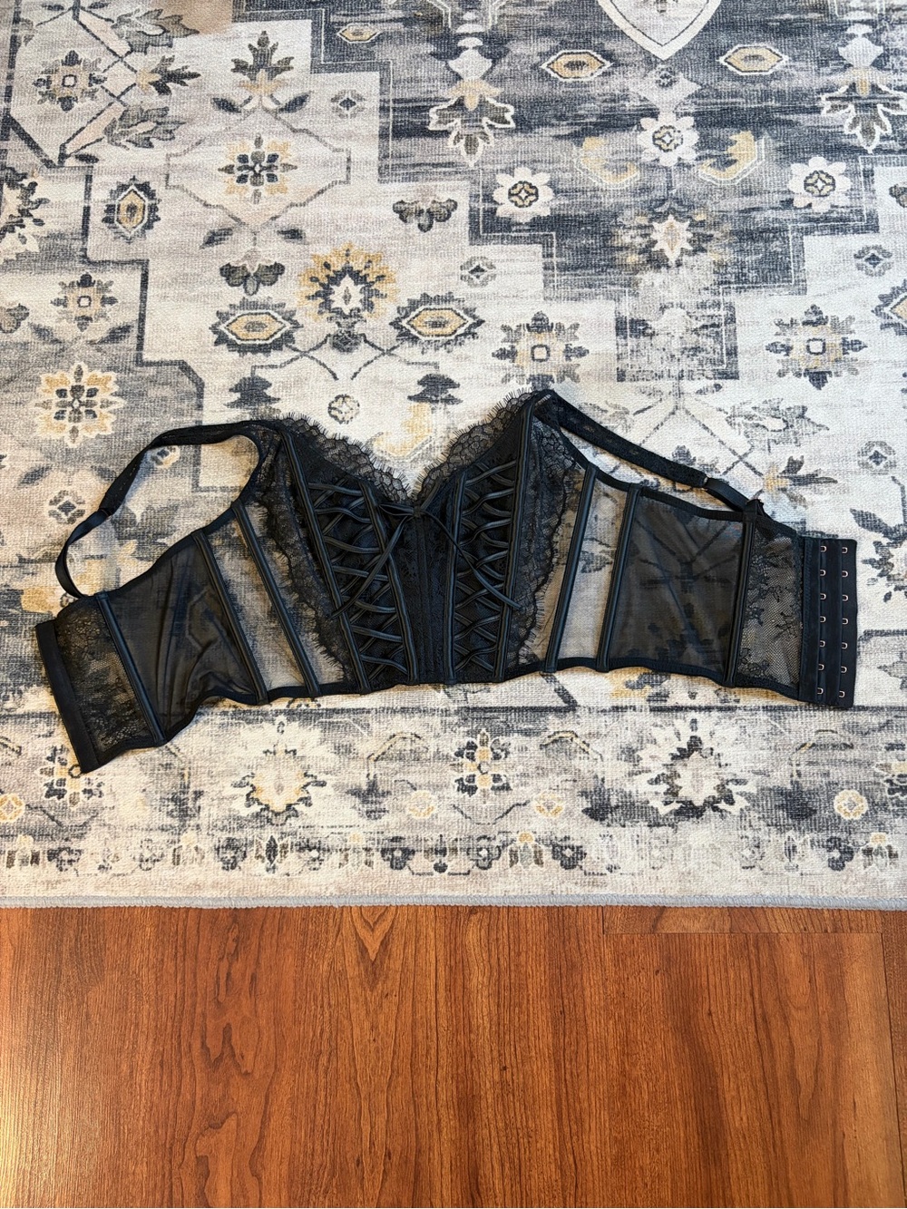 Victoria's Secret Black Lace Longline Corset Bra